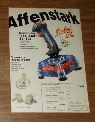 Seltene Werbung MONKEY DATA Super Joy Top Star Joystick Commodore Amiga #2 1991