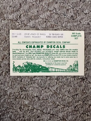 Champ Decals HO HC-148 Reading Open Hopper