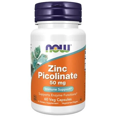 NOW Foods Zinc Picolinate 50mg 60 Vegetarian Capsules Aging and Immune Support