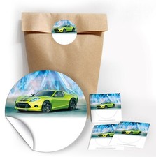 Geschenktüten + Aufkleber Rennauto Rennwagen...