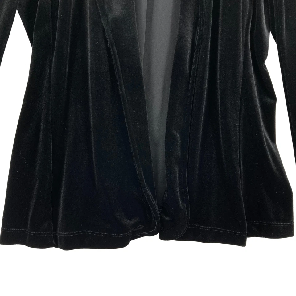 Abrigo Blazer Mujer Notations Negro Manga Larga Frente Abierto Talla Grande Foto 2 de 4