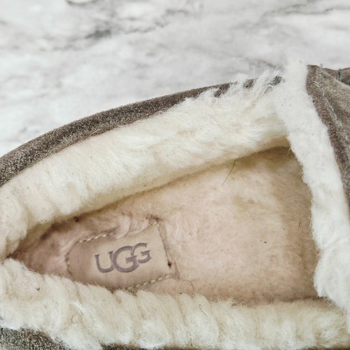 UGG Ascot Slippers Men's 10.5 to 11 Gray Sherpa Lined Slip On Suede Leather - Picture 10 of 21