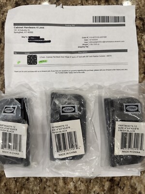 (Pack of 3 Hinges) Cosmas Flat Black Door Hinge 4 inch by 4
