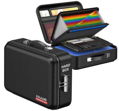 Fireproof Lock Box   Safe for Documents, Laptop, Passport, Black