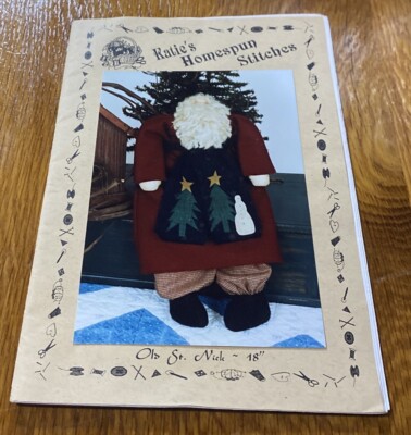 Katie s Homespun stitches Old St Nick  Pattern New In Orig Pkg 18 In  Completed