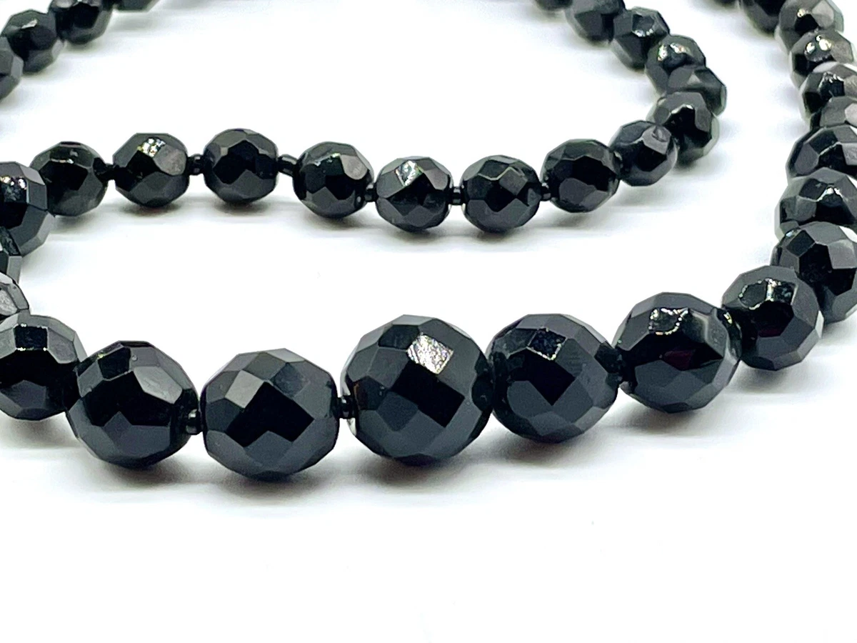 42 Flat and Faceted Black Iridescent Beads