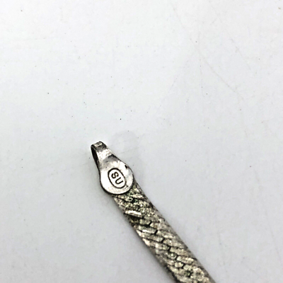 Vintage .925 Italy Sterling Silver Etched Herring Bone Bracelet