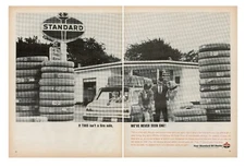 1964 Standard Oil Gas Station Vintage Print Ad Tires Attendant Pump Atlas USA