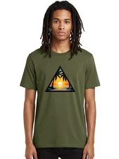 Triangle-Beach-Sunset Mens Graphic Tee, 100% Cotton, Casual Summer Wear