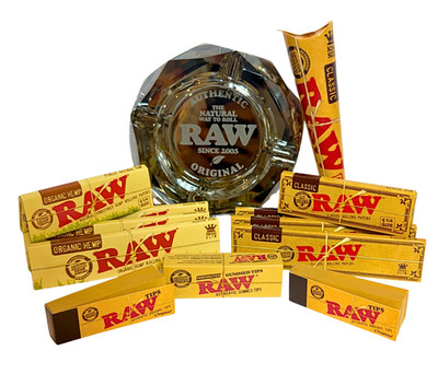 Raw Darkside Glas Aschenbecher Set Raw Classic Bio Papiere Spitzen Zapfen Konvolut Geschenk