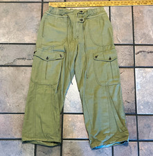 We The Free Women's Green Cargo Pants zip and button Pockets Size L