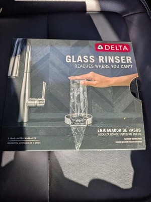 Delta Glass Rinser Kitchen Sink Accessory Silver NEW SpotShield Stainless GR150