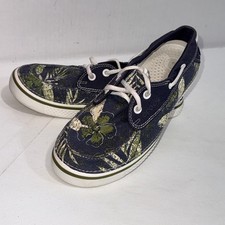 Retired Crocs Navy Aloha Tropical Canvas Hover Boat Shoes Loafers Men’s Size 8