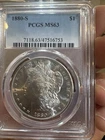 1880 s morgan silver dollar $1 Pcgs MS63 Gold Shield Holder