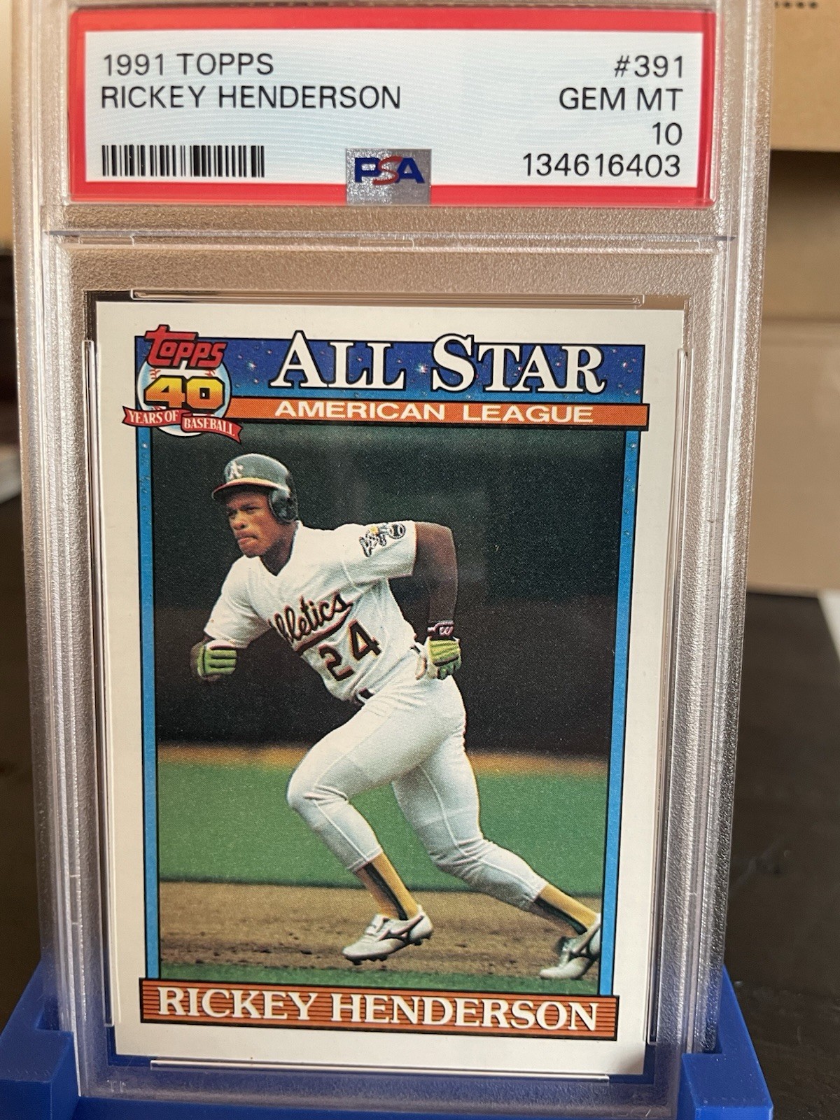 1991 TOPPS RICKEY HENDERSON #391 - PSA 10