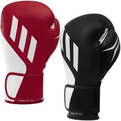 adidas Boxhandschuhe Speed Tilt 250, Schwarz Rot, 10- 16 oz, Leder/Kunstleder