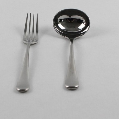Lot of 2 Robert Welch Iona Tour Pattern 18/10 SS Salad Fork Gravy Ladle Rare HTF