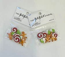2 Pks The Paper Studio Gingerbread Cupcake Xmas   Shank Buttons Sewing- 18 Total