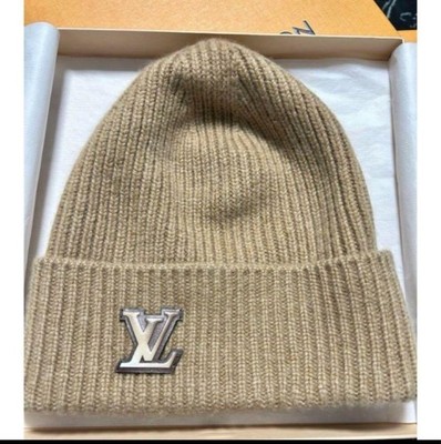 Louis Vuitton LV Ahead Cashmere Beanie Hat Beige M77971 Authentic