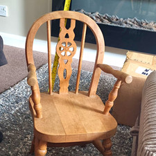 Wooden Dining Chair with Armrests, Brown Solid Indoor - 1 Chair