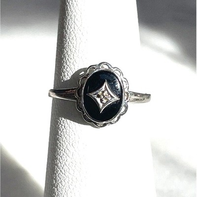 PETER STEIN WEISSGOLD ONYX & DIAMANT RING GRÖSSE 5,25 SKY