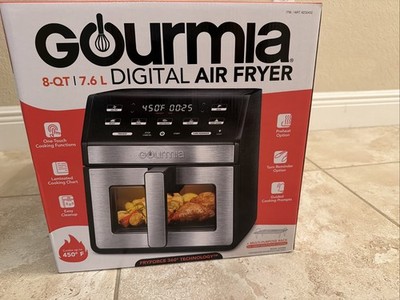 New Gourmia 8 Qt Digital Air Fryer GAF858 Black Stainless One Touch