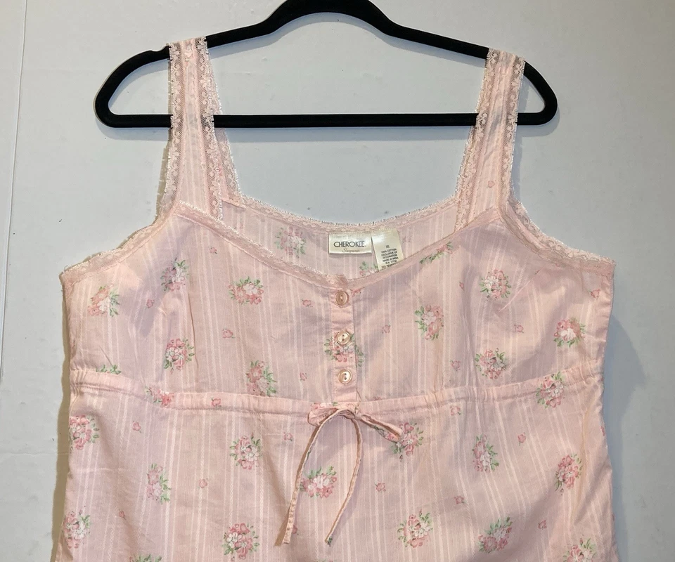 Cherokee Sleepwear Pink Floral Tank Top Cami Womens Size XL Cottagecore Feminine - Изображение 2 из 4