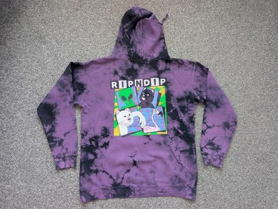Rip n Dip Hoodie Herren Medium lila Katze Sid Batik Skater Outdoor Alien Vogel