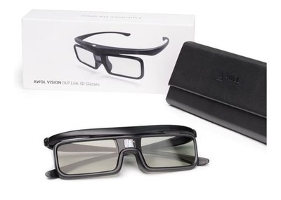 AWOL DLP Link 3D Glasses Rechargeable Active Shutter Eyewear Compatible 1 Pack