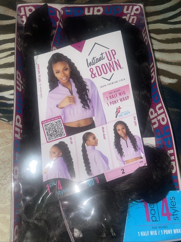 Nuevo, instantáneo arriba y abajo: 1 media peluca 1 cola de caballo, cabello 100 % premium, color 2 Foto 2 de 3