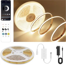 COB LED Strip Lights Warm White,24V Dimmable Led Light Strip KIT with Remote and