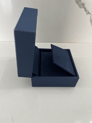 Blue Velvet Square Jewelry Ring Box, Lined & Padded Presentation Case