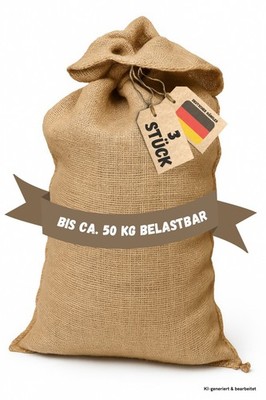 3 stk Jutesack Naturfaser ca.110cm x 60cm bis 50kg Kartoffelsack Sackhüpfen etc