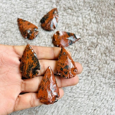 1.5'' Mahogany Arrowhead   Stone Arrow Healing Crystals Handcrafted Stone