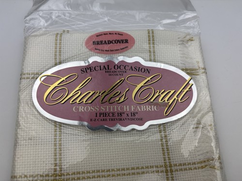 Charles Craft Cross Stitch Fabric 14 Count Gold Grid Breadcover 18 x 18 9R - Picture 2 of 3