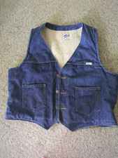 Vintage Wrangler Trucker/Western/Jean Sherpa Lined No-fault Denim Vest Size XL