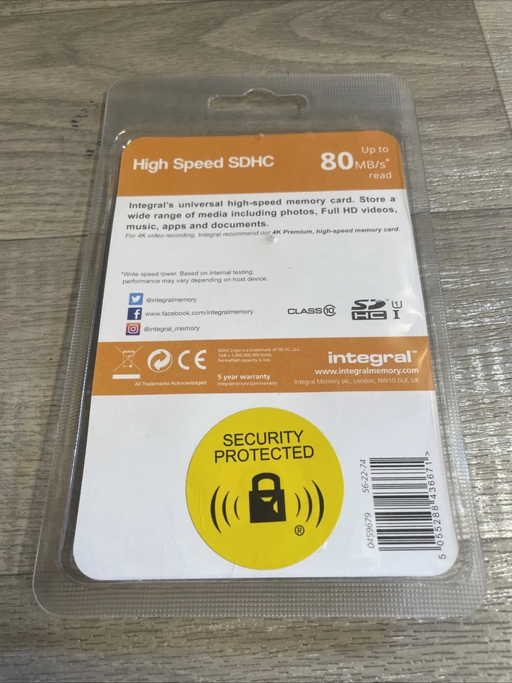 Integral High Speed SDHC Memory Card 32GB Up To 80MB/s - NEW SEALED - Image 4 of 4