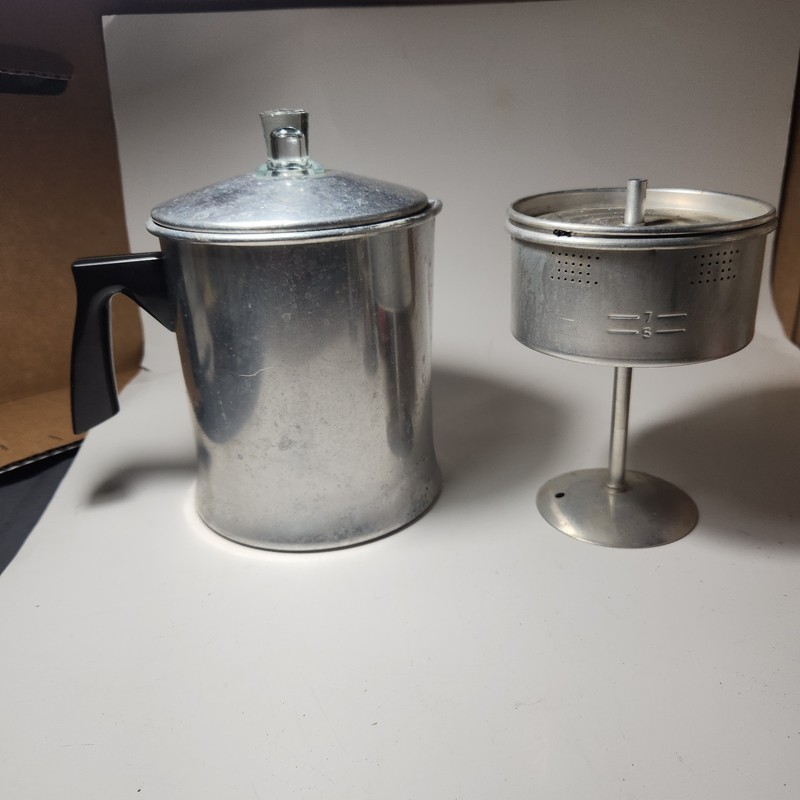 Vintage 1950s Aluminum CHILTON WARE 7 Cup Drip Coffee Pot Stovetop Camping 