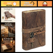 Vintage Leather Journal - Handmade Antique Bound Notebook with Deckle Edge Paper