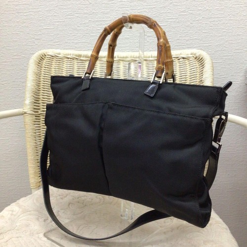 GUCCI Handbag Nylon Bamboo Handle Authentic From Japan