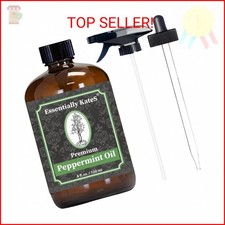 Peppermint Essential Oil 4 oz. with Huge Glass Bottle, Glass Dropper, and Spraye