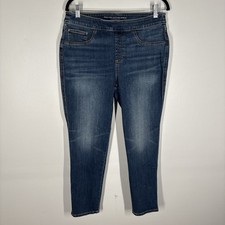 Chicos Women Sz 1R US 8R Blue Medium Wash Denim Pull-On Slim Ankle Jeggings
