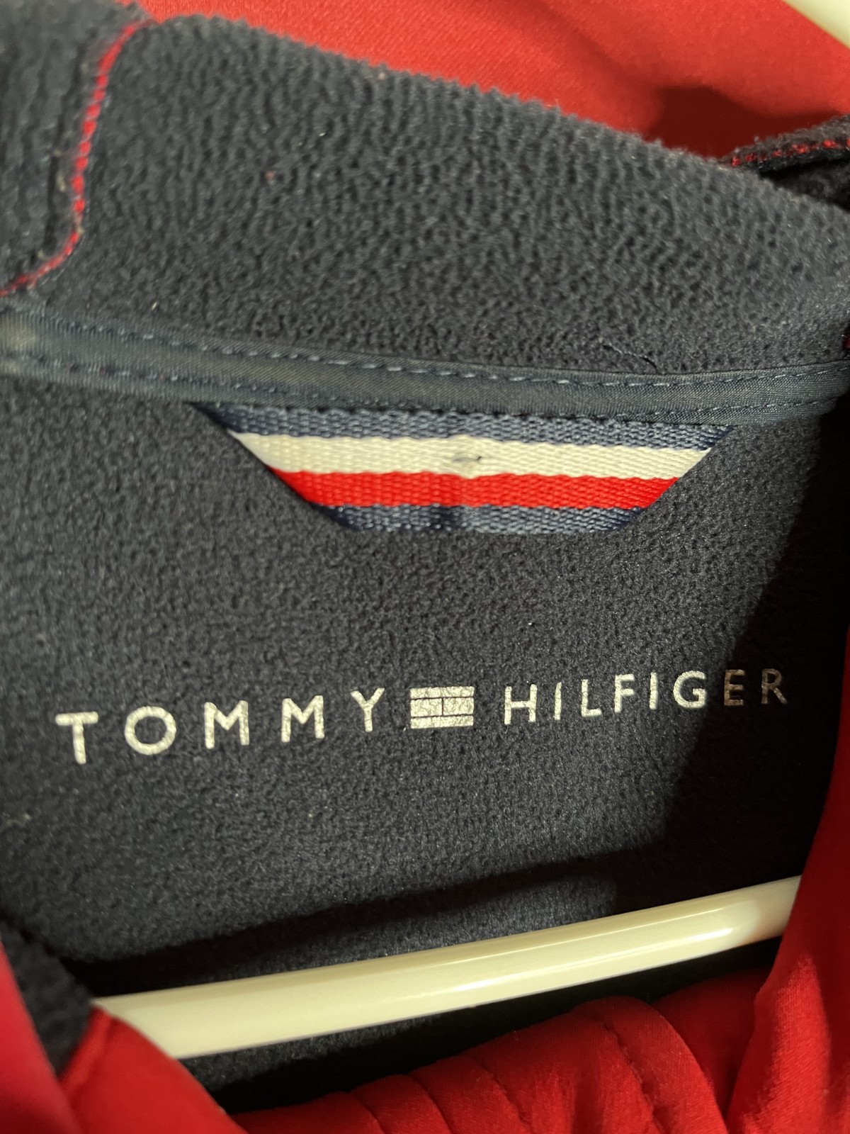 Tommy Hilfiger Colorblock Full Zip Hoodie Red White Navy Knit Long Sleeve thumbnail 3