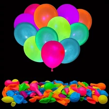 12PCS Neon Glow Balloons Reusable Glow-in-the-Dark Fluorescent Party Decor