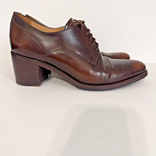The Office Of Angela Scott Miss Button Midheel Derby Shoes Brown Leather 41 11