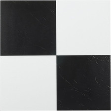 Home Furnishings FTVSO10320 Nexus 12-Inch Vinyl Tile, Solid Black and White, Pac