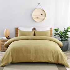 Khaki Microfiber Queen Duvet Cover Set