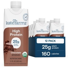 KATE FARMS Organic High Protein Chocolate Nutrition Shake, 25g Protein, 6g Fiber