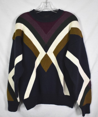 VTG Structure Men s Color Block Geometric Sweater Size M  Ramie Cotton Blend