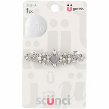 5 Pack Scunci Real Style Fashion Barrette, Studded, 21531-A